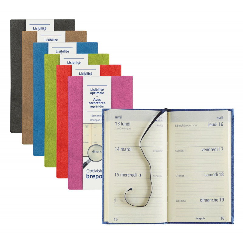 Agenda 2025 BREPOLS Optivision pocket 9x16cm LUCCA 1 semaine sur 2
