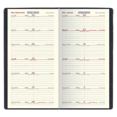 Agenda LECAS - Classique - 9x17cm - 1 semaine sur 1 page horizontal (COLORIS ALEATOIRES)
