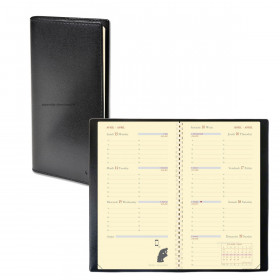 Agenda de poche QUOVADIS PLANORIZON avec répertoire couverture Soho noir ébène 8,8x17cm - 1 semaine sur 2 pages