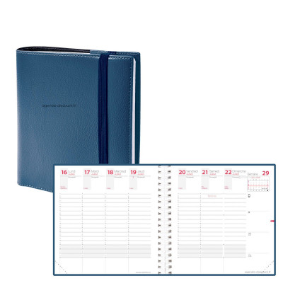 DESTOCKAGE-Agenda QUOVADIS TIME&LIFE MEDIUM bleu métal Septembre - 16x16cm - 1 semaine sur 2 pages