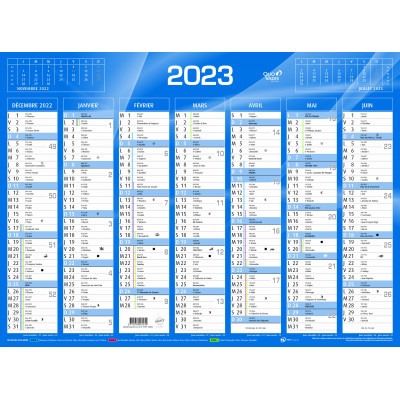 DESTOCKAGE-Calendrier de Banque Bleu 55x40.5cm carton rigide