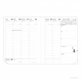 Agenda 2024 de poche QUOVADIS PLANORIZON avec répertoire couverture Soho  noir ébène 8,8x17cm - 1 semaine sur 2 pages