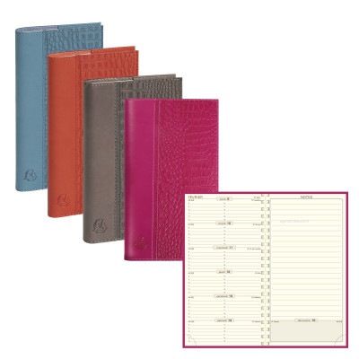 DESTOCKAGE-Agenda EXACOMPTA Espace 17S Baby Croco - 175x90mm - 1 semaine sur 2 pages - spirale (COLORIS ALEATOIRES)