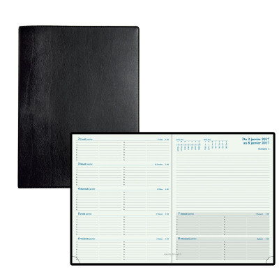DESTOCKAGE-Agenda EXACOMPTA Espace 27 Barbara NOIR - 270x210mm - 1 Semaine sur 2 pages