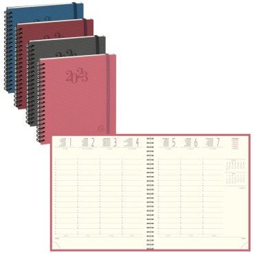 DESTOCKAGE-Agenda EXACOMPTA Eurotime 18W Swan - 170x150mm - 1 semaine sur 2 pages - spirale (COLORIS ALEATOIRES)