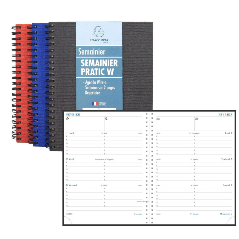 Idena - Agenda Semainier 2026 - 17x24 Cm - Couverture Rigide Rembourrée Noire - 1 Semaine Sur 2 Pages - Ruban Marque-page