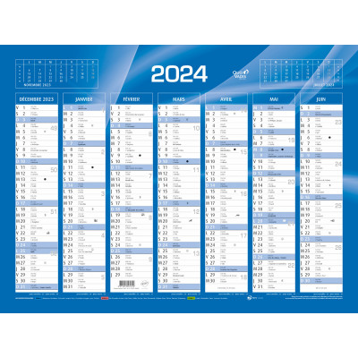 AGENDA DISCOUNT Calendrier de Banque Bleu 55x40.5cm carton rigide - 2024 :  : Fournitures de bureau