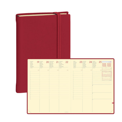 Agenda QUOVADIS PRESIDENT Prestige 21x27cm - Silk Bordeaux - 1 semaine sur 2 pages Vertical