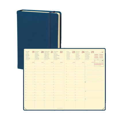 Agenda QUOVADIS AFFAIRES Prestige 10x15cm - Silk Bleu Marine - 1 semaine sur 2 pages Vertical