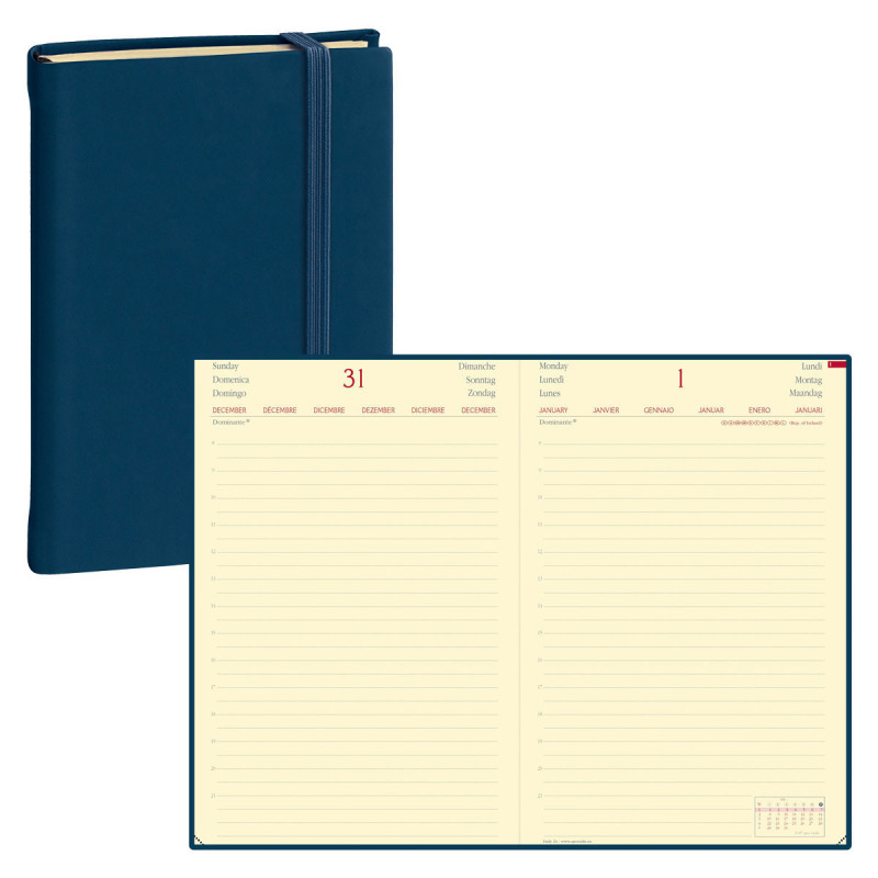 Agenda 2024 QUOVADIS DAILY 24 PRESTIGE Silk marine - 16x24cm - 1 jour par  page