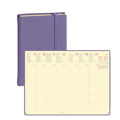 Agenda QUOVADIS AFFAIRES Prestige 10x15cm - Silk lilas - 1 semaine sur 2 pages Vertical