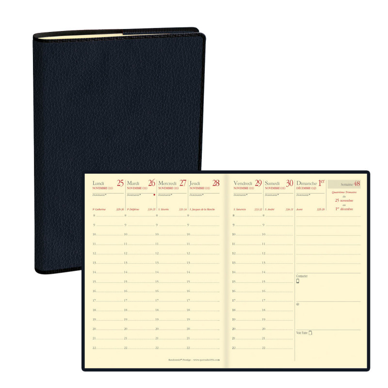 Quo Vadis Club - Agenda - 2025 - semainier - maxi - 240 x 300 mm - portrait - papier blanc - couleur unique - couverture bleu ciel - synthétique Pas Cher | Bureau Vallée