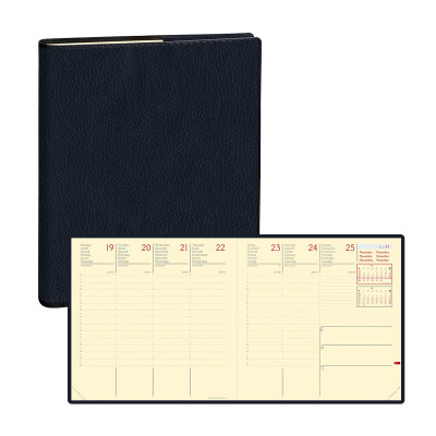 Agenda QUOVADIS EXECUTIF Prestige 16x16cm - Marlow Bleu Nuit - 1 semaine sur 2 pages Vertical