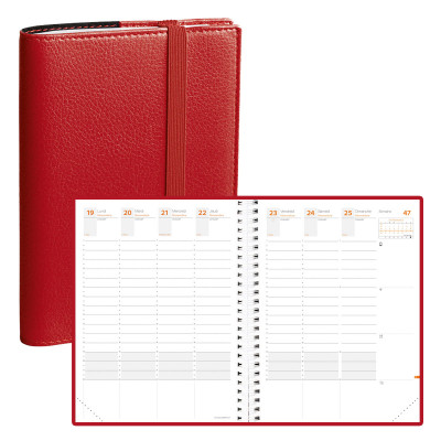 Agenda QUOVADIS TIME&LIFE LARGE Rouge Vermillon - 16x24cm - 1 semaine sur 2 pages