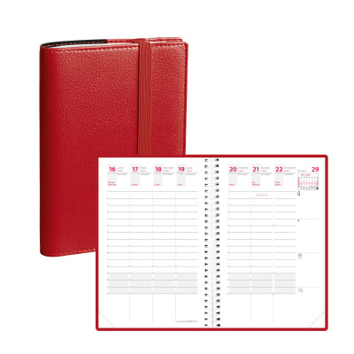 Agenda QUOVADIS TIME&LIFE SEPT Pocket 10x15cm - Time & Life Rouge Vermillon - 1 semaine sur 2 pages Vertical