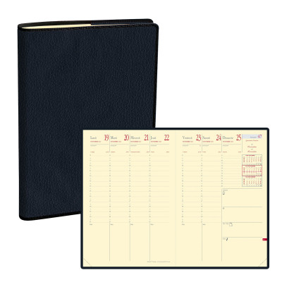 Agenda QUOVADIS MINISTRE Prestige Marlow Bleu Nuit - 16x24cm - 1 semaine sur 2 pages Verticale