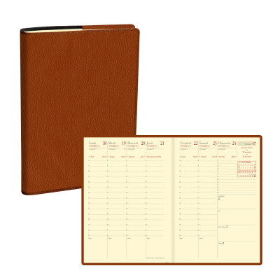 Agenda QUOVADIS AFFAIRES PRESTIGE Marlow Camel - 10x15cm - 1 semaine sur 2 pages Verticale