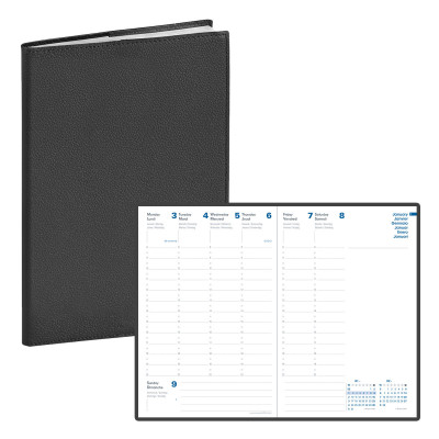 Agenda QUOVADIS MINISTRE 16x24cm - Mona Plomb - 1 semaine sur 2 pages Vertical