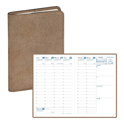 Agenda QUOVADIS AFFAIRES 10x15cm - Julo Taupe - 1 semaine sur 2 pages Vertical