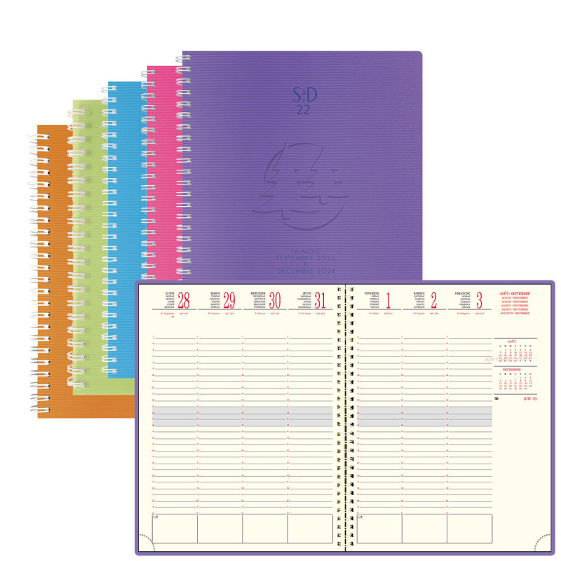 EXACOMPTA Agenda semainier Eurotime 22 Spiralé Baby Croco 18,5x22,5 cm  Coloris Aléatoire - Agenda - LDLC