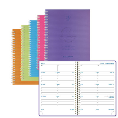 Agenda EXACOMPTA SAD 19W Linicolor - 180x140mm - 1 semaine sur 2 pages - spirale (COLORIS ALEATOIRES)