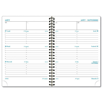 Recharge agenda EXACOMPTA SAD 19S spirale - 13,5x18cm - 1 semaine sur 2 pages