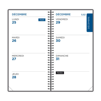 Agenda OXFORD Viso+ Spirale - 9x17cm - 1 semaine sur 2 pages Horizontal + Notes (COLORIS ALEATOIRES)