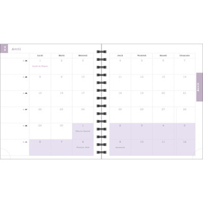 Exacompta - 1805037E - Agenda Semainier De Bureau Lady 18S Spiralé Sophie Adde - 15 X 17 Cm - Janvier à Décembre 2024 - Visuel Vase