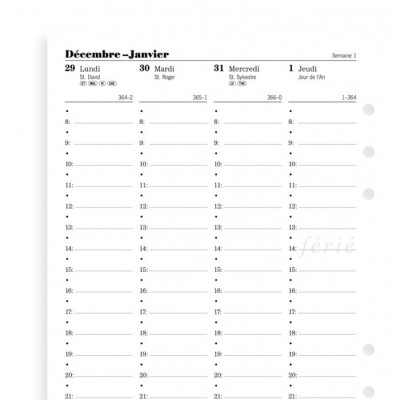 Recharge agenda FILOFAX organiseur A5 -  1 semaine sur 2 pages - 148x210mm - HORIZONTAL