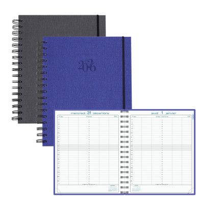 Agenda EXACOMPTA La Journée planifiée 22W spirale métal élastique - 225x180mm - 1 jour par page