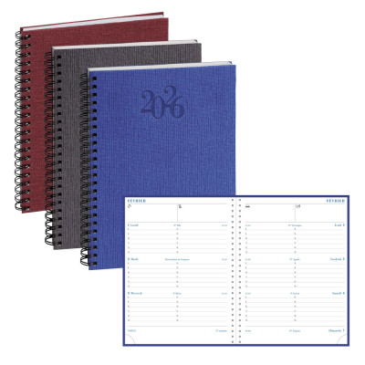 Agenda EXACOMPTA Semainier pratic W Carte Napura - 180x140mm - 1 semaine sur 2 pages - spirale (COLORIS ALEATOIRES)