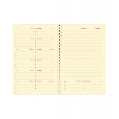Recharge agenda QUOVADIS NOTE 15 S à spirale 10x15cm - 1 semaine sur 1 page + NOTES