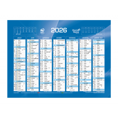 Calendrier mural de Banque Bleu 18x13,5cm carton rigide