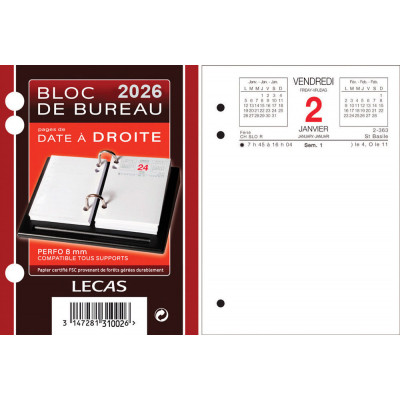 Bloc éphéméride LECAS Date à droite - Rendez-vous à gauche