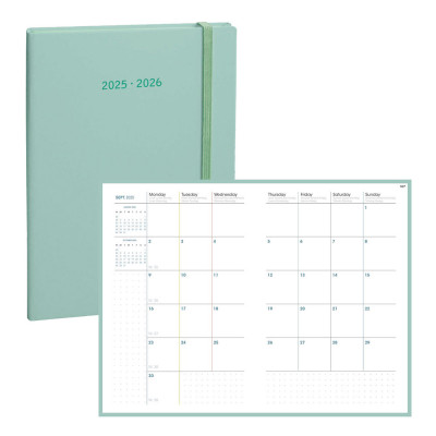 Agenda QUOVADIS PLAN NOTE 15x21cm - Pastel Vert clair - 1 semaine sur 1 page Horizontal