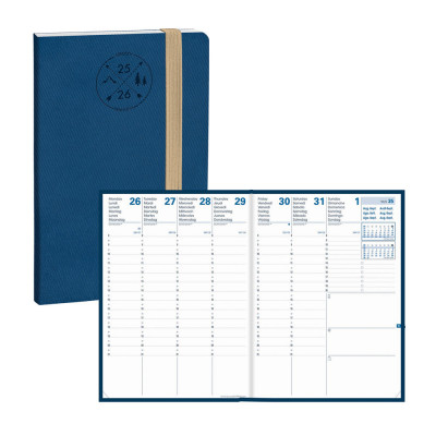 Agenda QUOVADIS PLANNING 21 SD 15X21cm - 16 mois Everest bleu denim - 1 semaine sur 2 pages