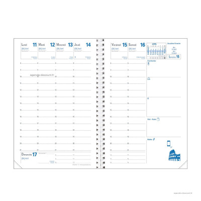 Recharge pour agenda QUOVADIS AFFAIRES S à spirale format 10x15cm