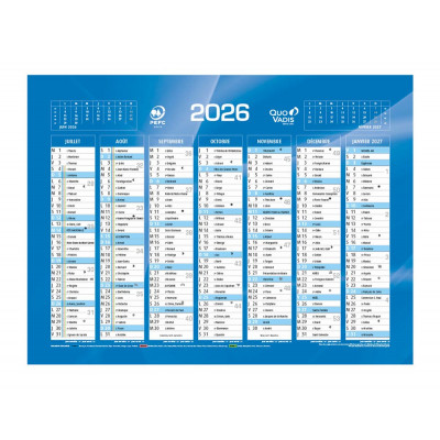 DESTOCKAGE - 238062Q-CALENDRIER DE BANQUE BLEU 18X13,5CM CARTON RIGIDE