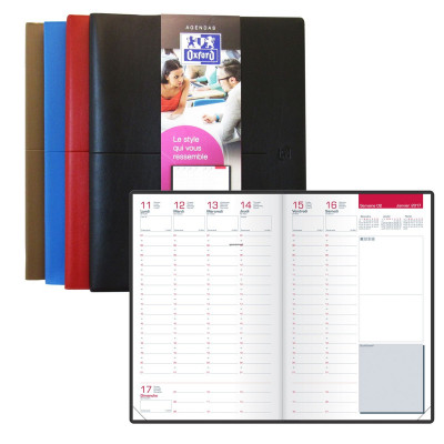 Agenda OXFORD First 16x24 cm - 1 semaine sur 2 pages - (COULEURS ALEATOIRES)