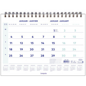 Calendrier mensuel mural BREPOLS 43x31,5cm spiralé 1 mois par page