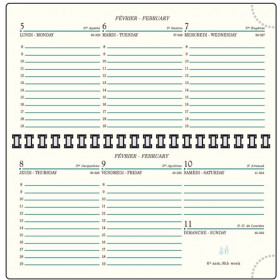 Recharge MIGNON IS16 - 154x78mm  - 1 semaine sur 2 pages horizontal