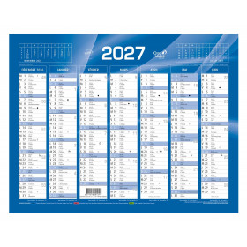 Calendrier mural de Banque Bleu 27x21cm carton rigide