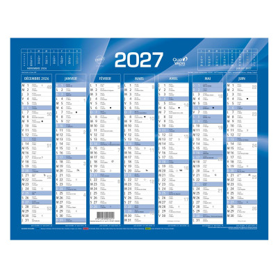 Calendrier mural de Banque Bleu 27x21cm carton rigide