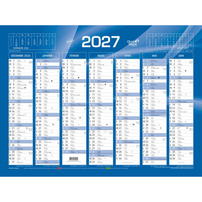 Calendrier de Banque Bleu 55x40.5cm carton rigide
