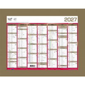 Calendrier mural de Banque Or 27 x 21cm carton rigide