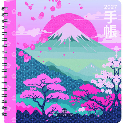 Agenda OBERTHUR TOKYO Semainier à spirale motif MONTAGNE  16x16 cm