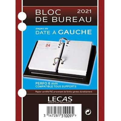 Bloc éphéméride LECAS Date à gauche - Rendez-vous à droite