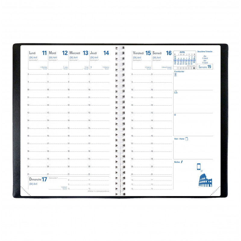Recharge Filofax Personal 2023 - 1 Jour Par Page, Format 9,5x17 Cm