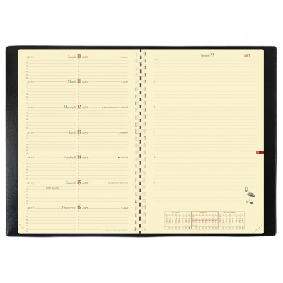 Agenda Quo Vadis Texthebdo 2025-2026 - 1 Semaine Sur 2 Pages - 16x24 Cm - Couverture Club Rose Framboise