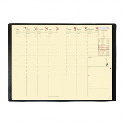 Agenda Quo Vadis Ministre Prestige 2026 - Format 16x24 Cm, Semainier, Couverture Marlow Bleu Nuit, Papier Clairefontaine Ivoire